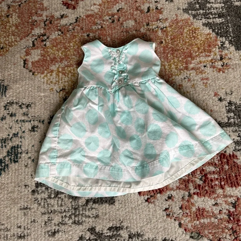 Carter’s Formal Sleeveless Polka Dot Dress Light Blue White 3 Months Baby Girl